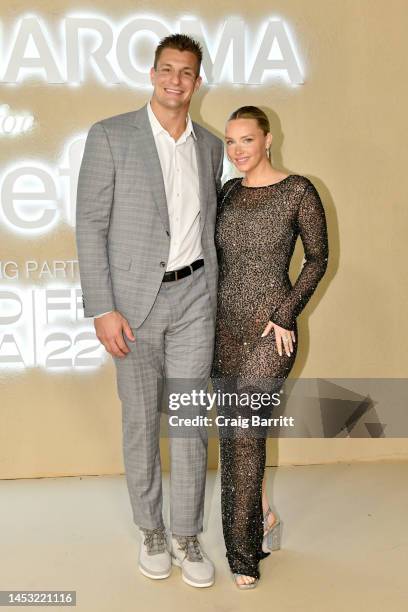 Rob Gronkowski and Camille Kostek attend the LuisaViaRoma for UNICEF Winter Gala at Emeraude on December 29, 2022 in St Barths.