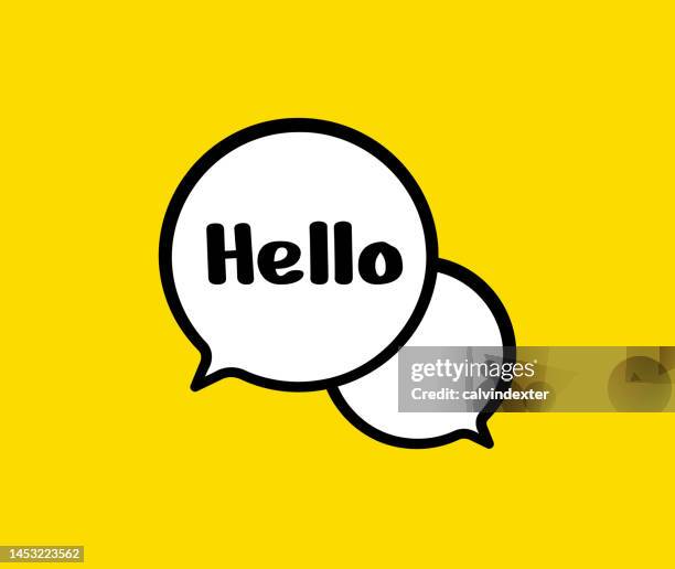 stockillustraties, clipart, cartoons en iconen met greeting text on speech bubble - help engels woord