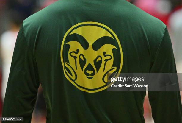 The Colorado State Rams logo is displayed on a shirt before a game between the Rams and the New Mexico Lobos at The Pit on December 28, 2022 in...