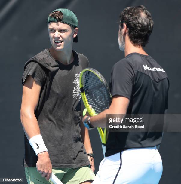 Patrick Mouratoglou, coach of Holger Rune during a practice session ahead of the 2023 Adelaide International at Memorial Drive on December 30, 2022...