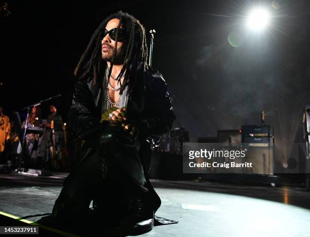 Lenny Kravitz performs onstage at the LuisaViaRoma for UNICEF Winter Gala at Emeraude on December 29, 2022 in St Barths.