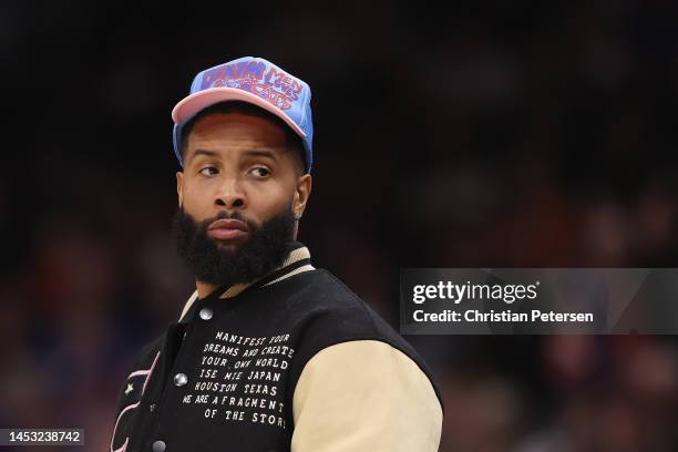 Athlete Odell Beckham Jr. Attends the NBA game between the Phoenix Suns and the New Orleans Pelicans at Footprint Center on December 17, 2022 in...