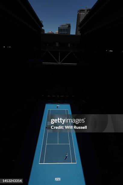 General view of play in the Men's singles match between Michail Pervolarakis of Greece and Dimitar Kuzmanov of Bulgaria during day two of the 2023...