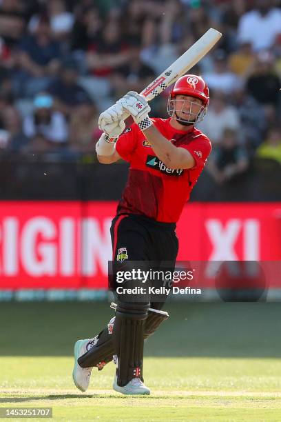 Shaun Marsh of the Renegades bats during the Men's Big Bash League match between the Melbourne Renegades and the Sydney Sixers at GMHBA Stadium, on...