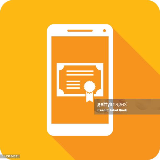 certificate smartphone icon silhouette - vintage stock certificate stock illustrations