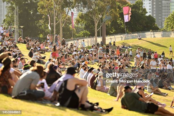 Crowds enjoy performances on day two of Falls Festival Melbourne at Sidney Myer Music Bowl on December 30, 2022 in Melbourne, Australia.