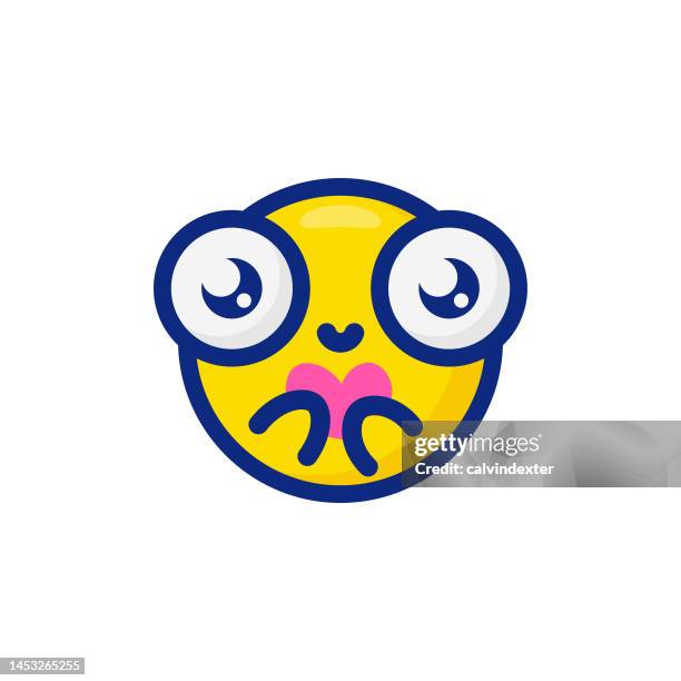 stockillustraties, clipart, cartoons en iconen met emoticon with cute big eyes - hugging heart emoji