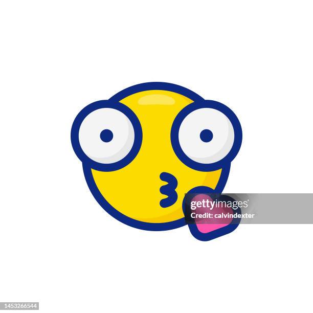 emoticon with cute big eyes - blowing a kiss stock illustrations