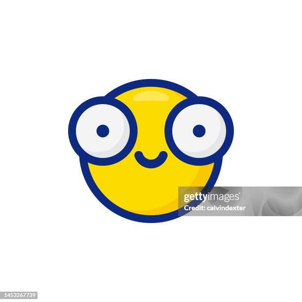 emoticon with cute big eyes - compassionate eye stock illustrations