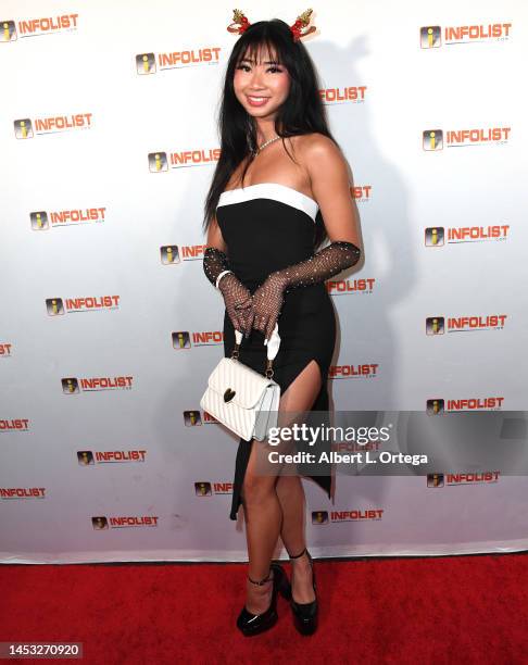 Nancy Ha attends Infolist Holiday Extravaganza held at Skybar on December 15, 2022 in West Hollywood, California.