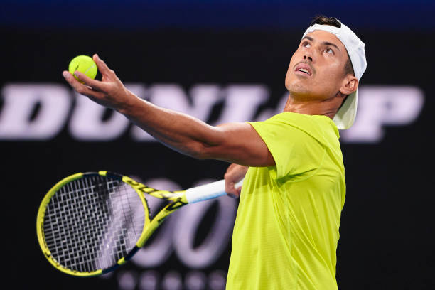 Jason Kubler of Australia competes in the Group D match against Daniel Evans of Great Britain during day two of the 2023 United Cup at Ken Rosewall...