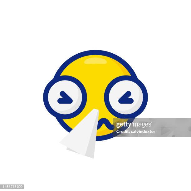 emoticon with cute big eyes - handkerchief stock illustrations