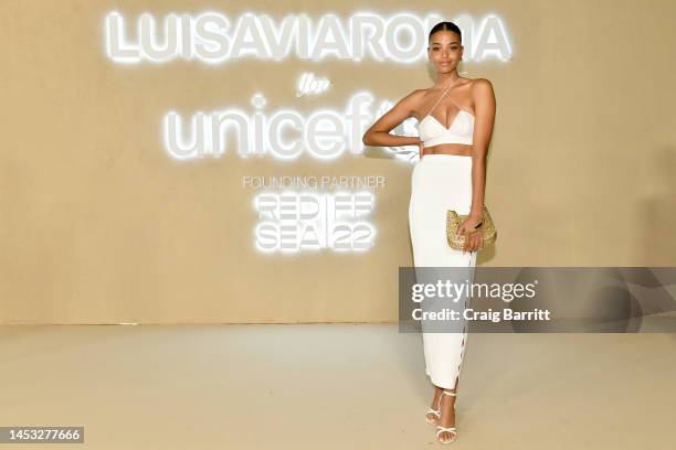 Ella Balinska attends the LuisaViaRoma for UNICEF Winter Gala at Emeraude on December 29, 2022 in St Barths.