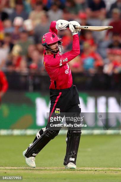 James Vince of the Sixers bats during the Men's Big Bash League match between the Melbourne Renegades and the Sydney Sixers at GMHBA Stadium, on...