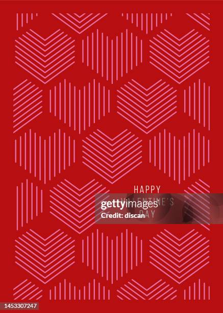 valentine’s day card with geometric hearts background. - valentine card stock illustrations