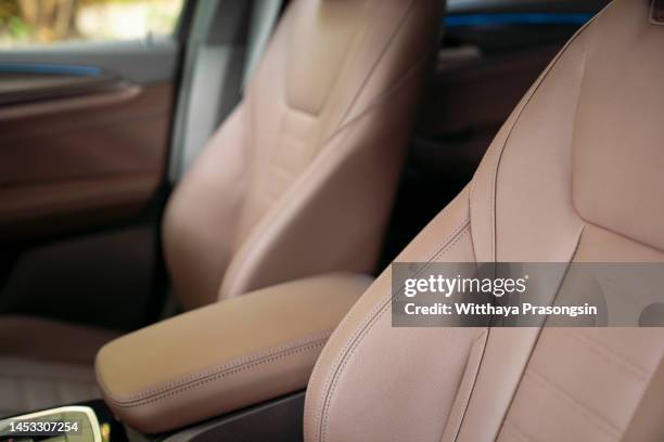 close up car seat - leather seat stock pictures, royalty-free photos & images