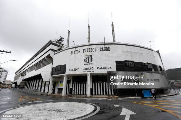 General view of Santos FC stadium Urbano Caldeira, Vila Belmiro ahead of Pele's funeral on December 30, 2022 in Santos, Brazil. Brazilian football...