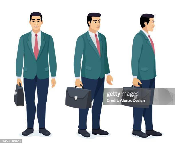 stockillustraties, clipart, cartoons en iconen met set of businessman character design. - 3d human model