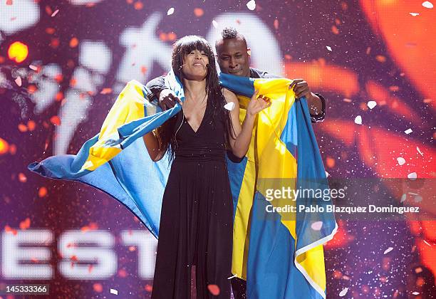 Singer Loreen of Sweden wins the grand final of the Eurovision Song Contest 2012 at Crystal Hall on May 27, 2012 in Baku, Azerbaijan.