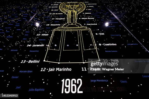 Brazil's world champions listed in a mural at the CBF Museum on December 30, 2022 in Rio de Janeiro, Brazil. Brazilian football icon Edson Arantes do...