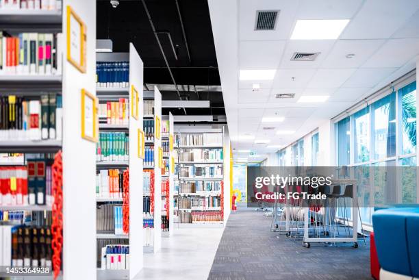 interior of an empty the library - empty school hallway stock pictures, royalty-free photos & images