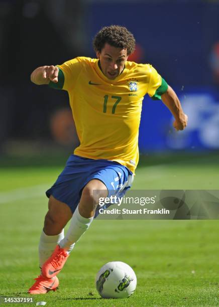 Wellington Nem of Brazil in action during the International friendly match between Brazil and Denmark at the Imtech Arena on May 26, 2012 in Hamburg,...