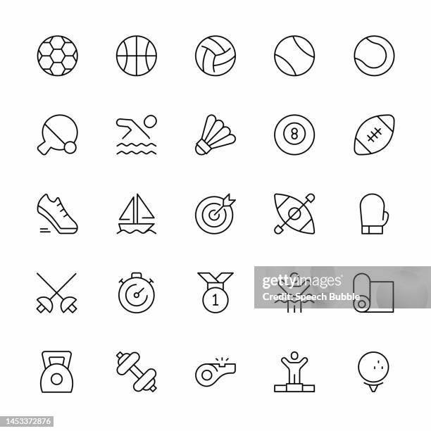 sport line icon set. - baseball practice stock illustrations