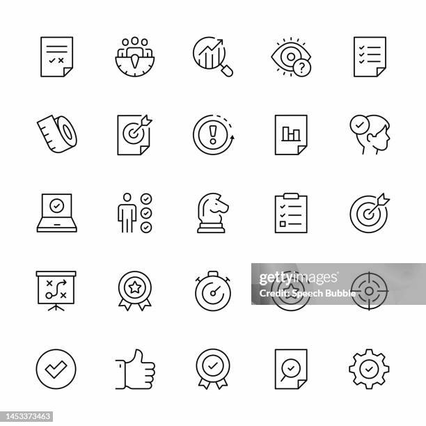 assessment line icon set. - customer focused 幅插畫檔、美工圖案、卡通及圖標