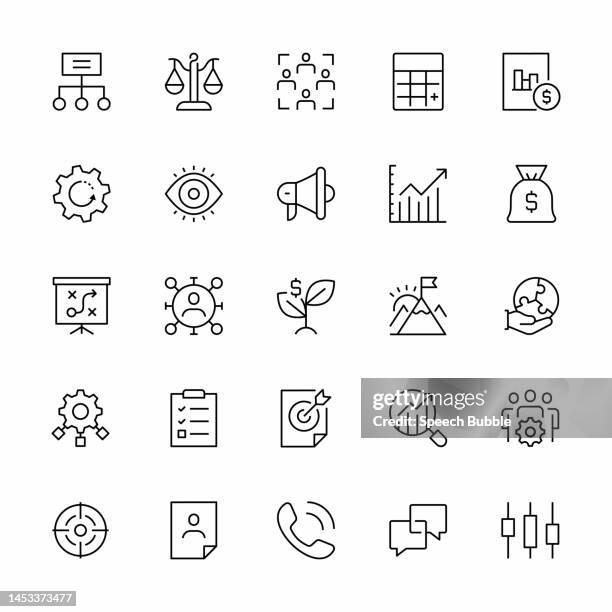 business administration line icon set. - administrador stock illustrations