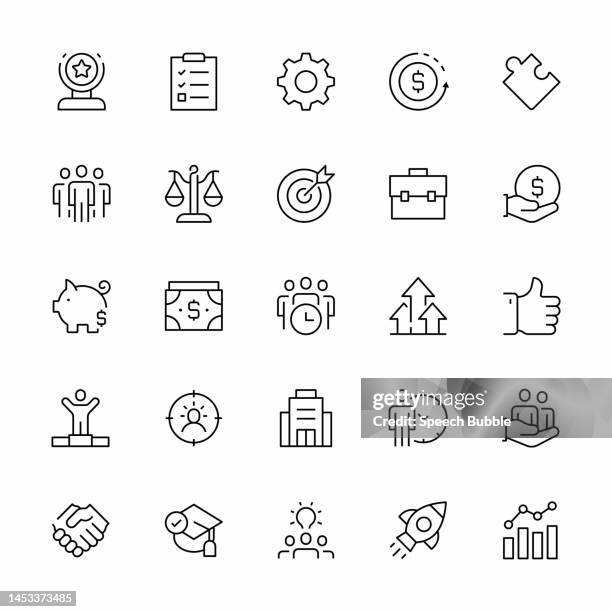 business line icon set. - learning objectives icon stock illustrations