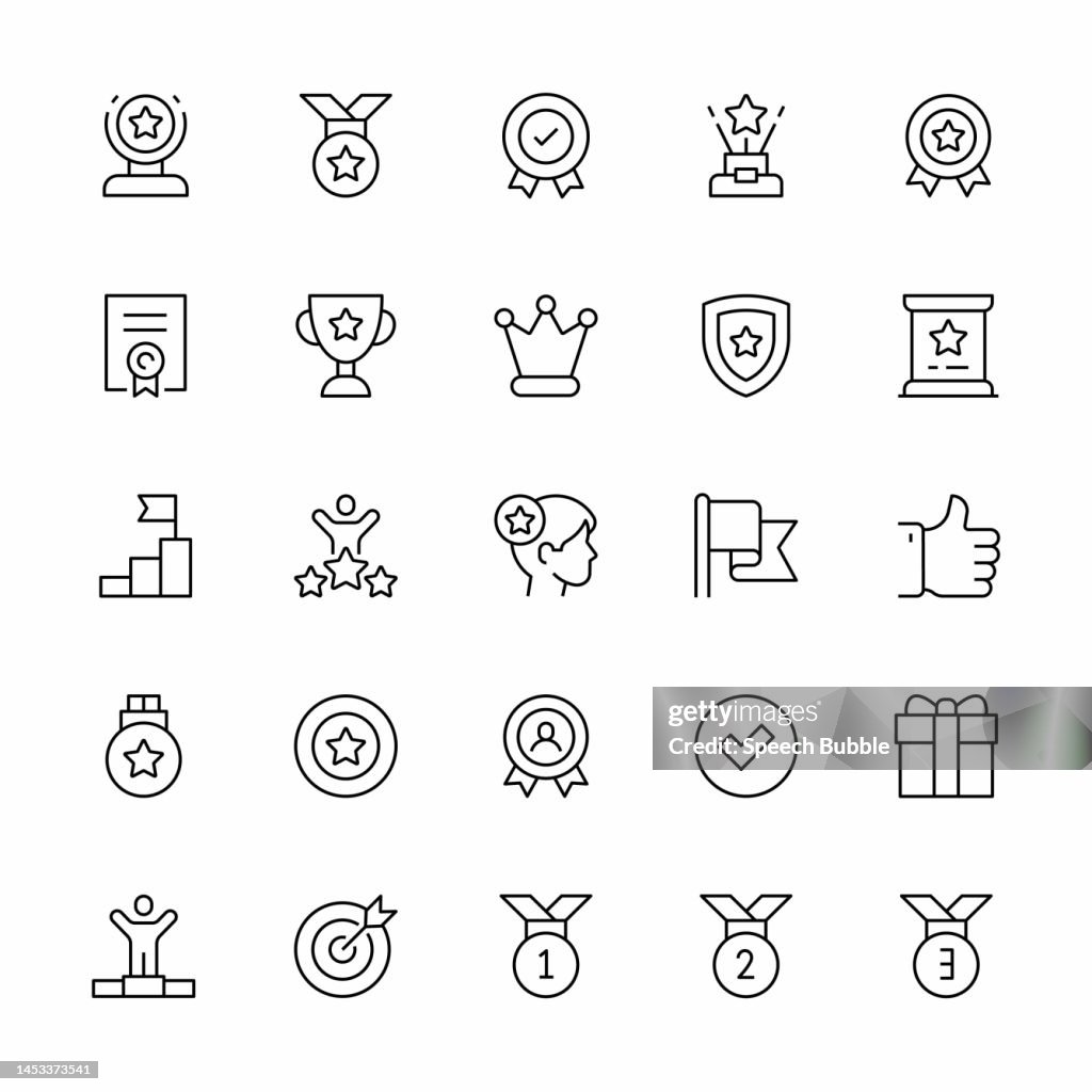 Conjunto de iconos de línea de premios.
