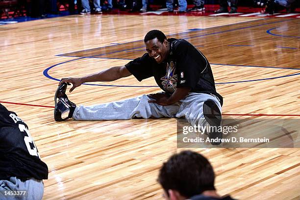 Chris Webber of the Sacramento Kings during practice before the 2002 NBA All Star Game at the First Union Center in Philadelphia, Pennsylvania. NOTE...