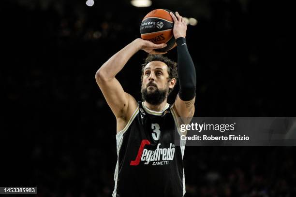 Marco Belinelli of Virtus Segafredo Bologna in action during the 2022-23 Turkish Airlines EuroLeague Regular Season Round 16 game between Virtus...