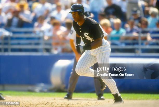 Bo Jackson of the Chicago White Sox runs the bases against the Kansas City Royals during a Major League Baseball game circa 1991 at Comiskey Park in...