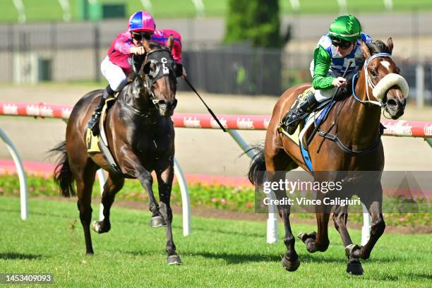 Linda Meech riding She Dances winning Race 8, the Vobis Gold Carat, during Melbourne Racing at Moonee Valley Racecourse on December 31, 2022 in...