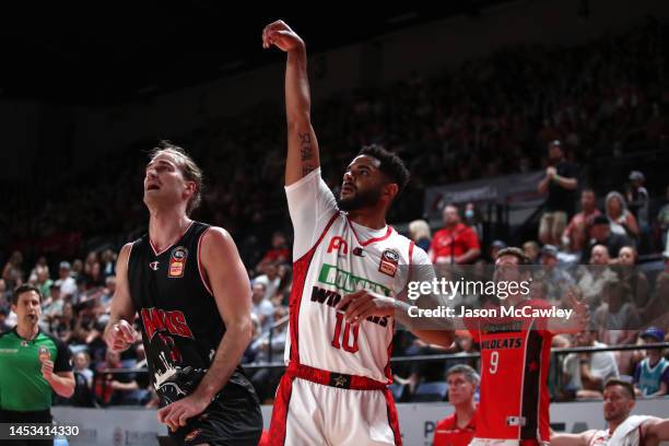 Corey Webster of the Wildcats shoots during the round 13 NBL match between Illawarra Hawks and Perth Wildcats at WIN Entertainment Centre on December...