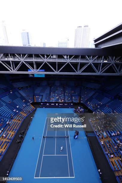 General view of play in the Men's singles match between Francisco Cerundolo of Argentina and Borna Coric of Croatia during day three of the 2023...