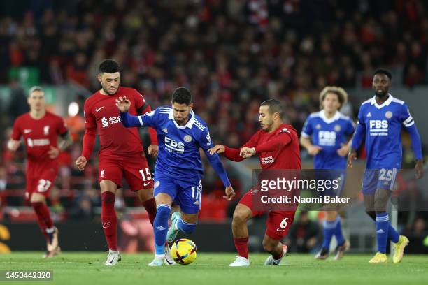 Ayoze Perez of Leicester during the Premier League match between Liverpool FC and Leicester City at Anfield on December 30, 2022 in Liverpool,...
