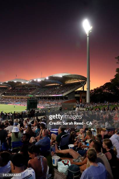 General View of Large Crowd during the Men's Big Bash League match between the Adelaide Strikers and the Melbourne Stars at Adelaide Oval, on...