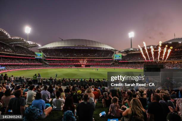 General View of crowd during the Men's Big Bash League match between the Adelaide Strikers and the Melbourne Stars at Adelaide Oval, on December 31...