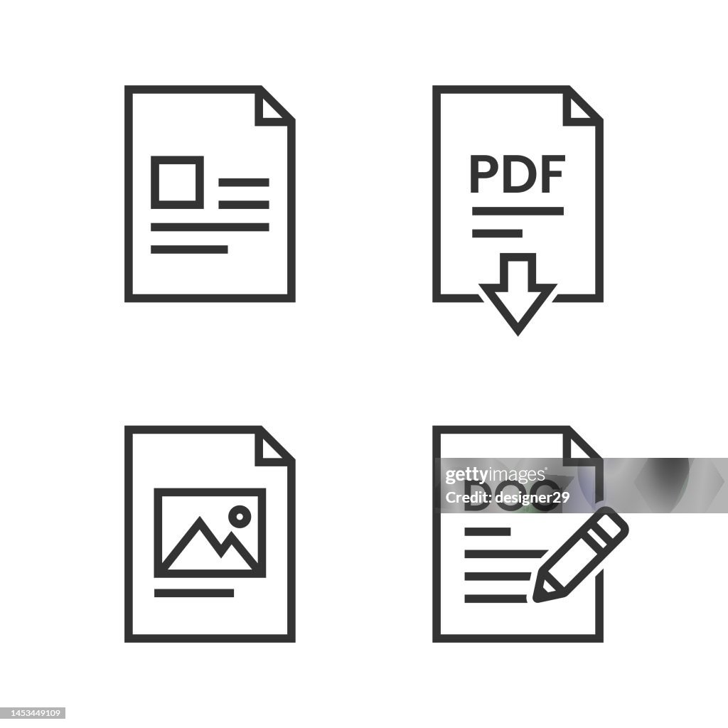 File Icon Set. Text, PDF, Picture and Document File Icon Set.