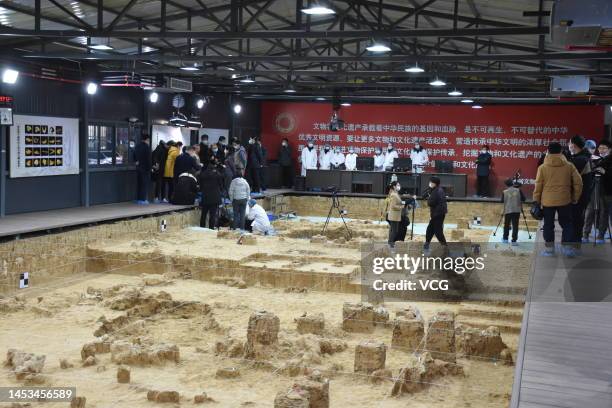 Human skull fossil, dating back 1 million years, is unearthed at the Xuetang Liangzi site, an early Paleolithic period site, on December 3, 2022 in...