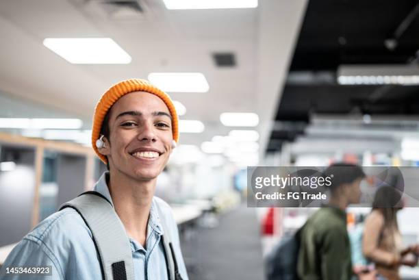 portrait of a young student man at university - brazilian ethnicity stock pictures, royalty-free photos & images
