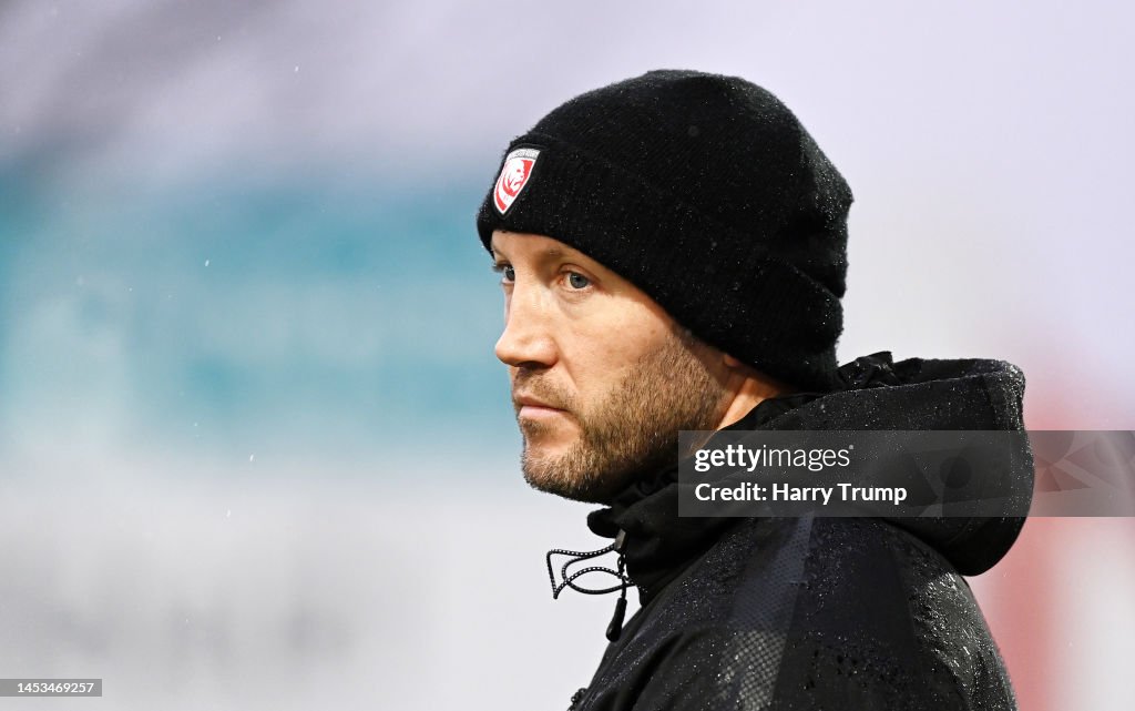 George Slicker Rugby George Skivington, Head Coach of Gloucester Rugby looks on ahead of ...