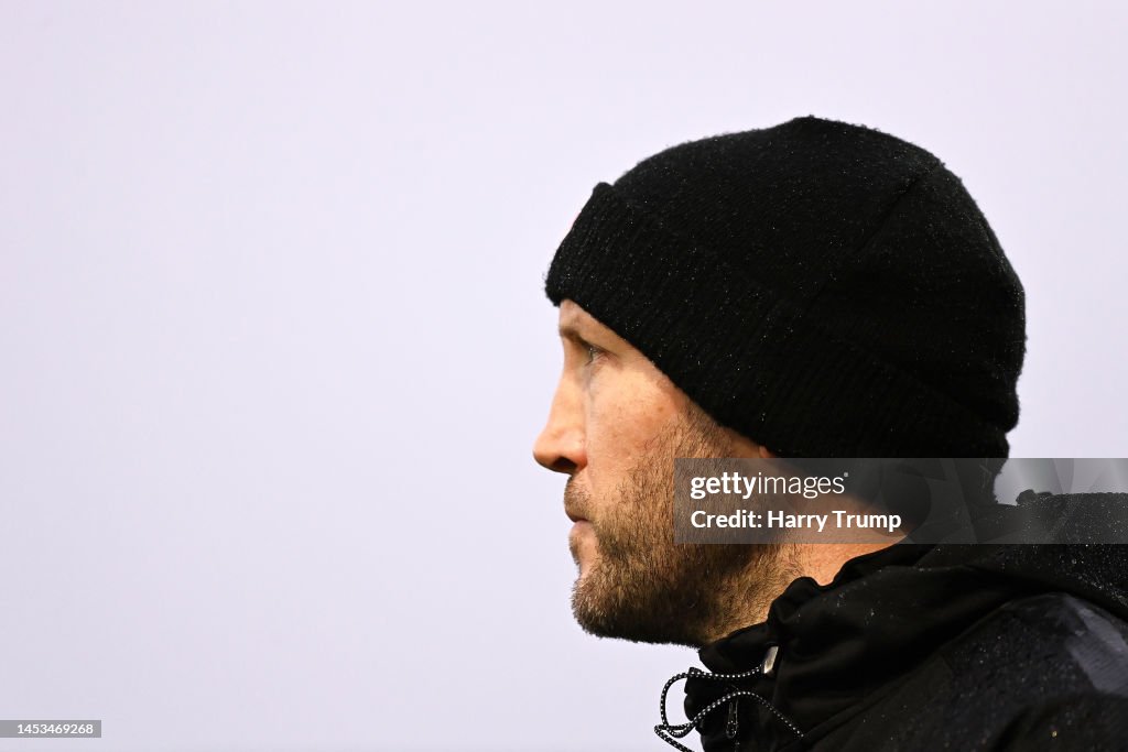 George Slicker Rugby George Skivington, Head Coach of Gloucester Rugby looks on ahead of ...