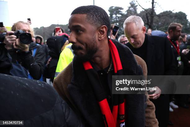 Michael B. Jordan, Minority Shareholder of AFC Bournemouth, arrives prior to the Premier League match between AFC Bournemouth and Crystal Palace at...