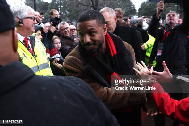 Michael B. Jordan, Minority Shareholder of AFC Bournemouth, arrives prior to the Premier League match between AFC Bournemouth and Crystal Palace at...