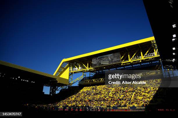 General view of the inside of the stadium prior to the LaLiga Santander match between Villarreal CF and Valencia CF at Estadio de la Ceramica on...
