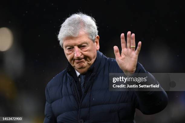 Former Fulham manager Roy Hodgson looks on prior to the Premier League match between Fulham FC and Southampton FC at Craven Cottage on December 31,...