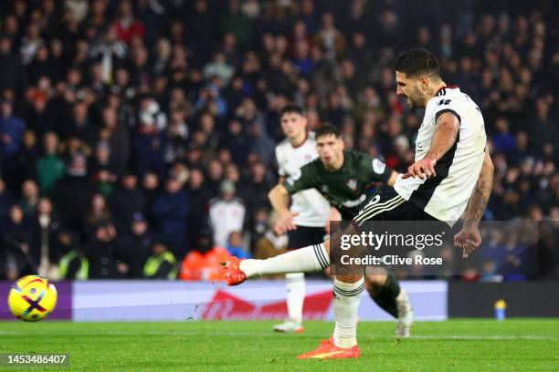 Aleksandar Mitrovic of Fulham misses a penalty during the Premier League match between Fulham FC and Southampton FC at Craven Cottage on December 31,...